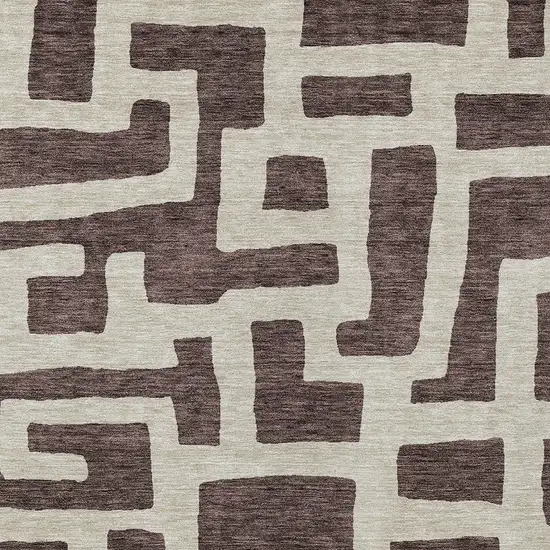 Brown And Beige Abstract Washable Indoor Outdoor Area Rug Photo 6
