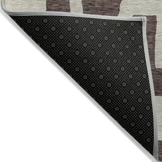 Brown And Beige Abstract Washable Indoor Outdoor Area Rug Photo 4