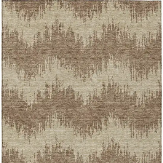 Brown And Beige Chevron Washable Indoor Outdoor Area Rug Photo 6