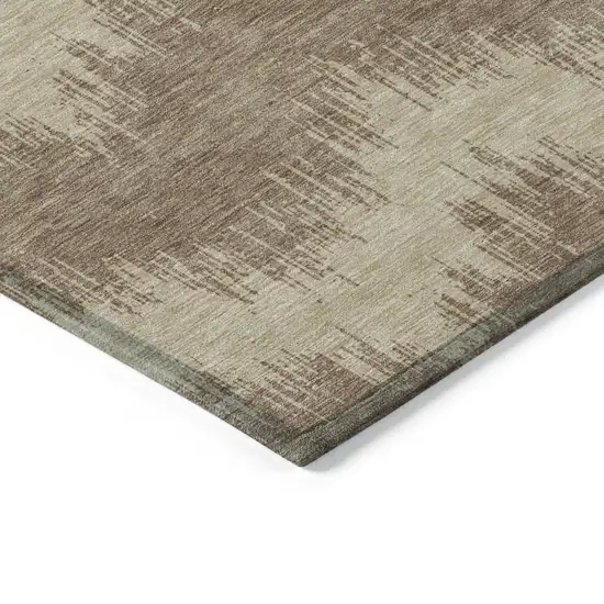 Brown And Beige Chevron Washable Indoor Outdoor Area Rug Photo 5