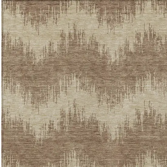 Brown And Beige Chevron Washable Indoor Outdoor Area Rug Photo 6