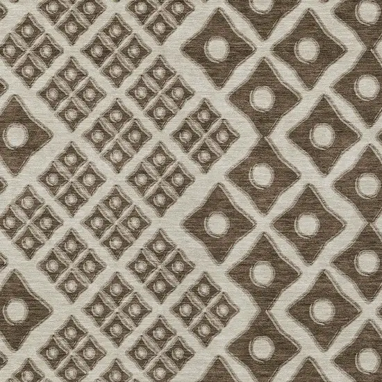 Brown And Beige Geometric Washable Indoor Outdoor Area Rug Photo 6