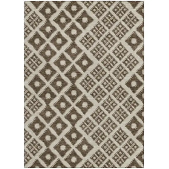 Brown And Beige Geometric Washable Indoor Outdoor Area Rug Photo 8