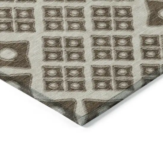 Brown And Beige Geometric Washable Indoor Outdoor Area Rug Photo 4