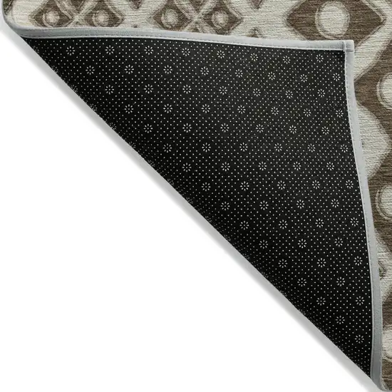 Brown And Beige Geometric Washable Indoor Outdoor Area Rug Photo 5