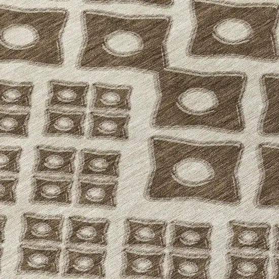 Brown And Beige Geometric Washable Indoor Outdoor Area Rug Photo 7