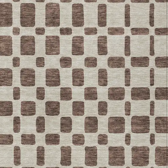 Brown And Beige Geometric Washable Indoor Outdoor Area Rug Photo 6