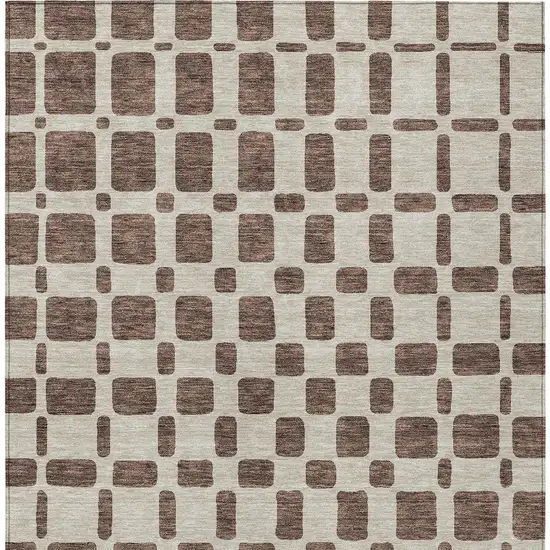 Brown And Beige Geometric Washable Indoor Outdoor Area Rug Photo 7