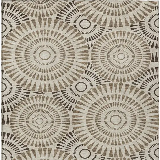Brown And Beige Geometric Washable Indoor Outdoor Area Rug Photo 8