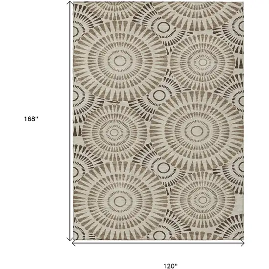 Brown And Beige Geometric Washable Indoor Outdoor Area Rug Photo 3