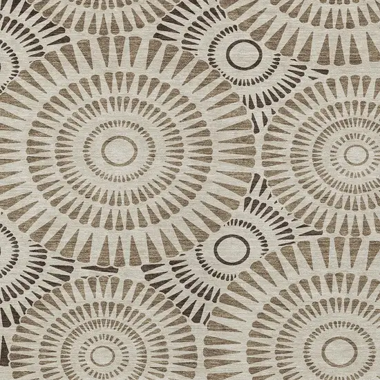Brown And Beige Geometric Washable Indoor Outdoor Area Rug Photo 7