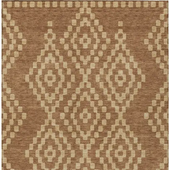 Brown And Beige Geometric Washable Indoor Outdoor Area Rug Photo 6
