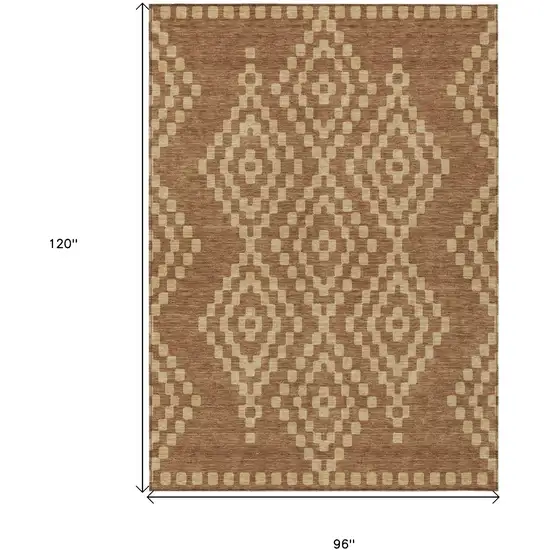 Brown And Beige Geometric Washable Indoor Outdoor Area Rug Photo 3
