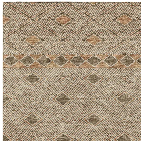 Brown And Beige Geometric Washable Indoor Outdoor Area Rug Photo 7