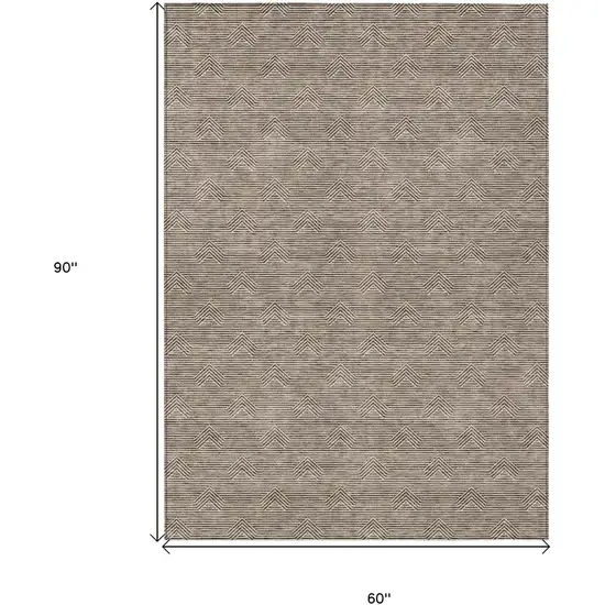 Brown And Beige Geometric Washable Indoor Outdoor Area Rug Photo 3