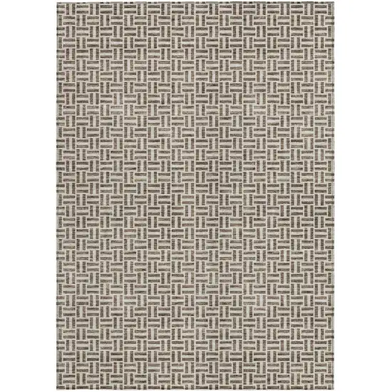 Brown And Beige Geometric Washable Indoor Outdoor Area Rug Photo 7