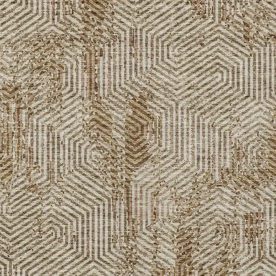 Brown And Beige Geometric Washable Indoor Outdoor Area Rug Photo 7