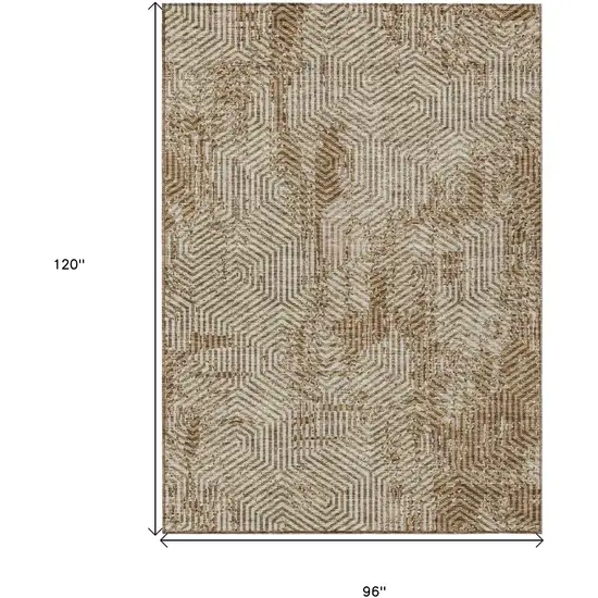 Brown And Beige Geometric Washable Indoor Outdoor Area Rug Photo 3