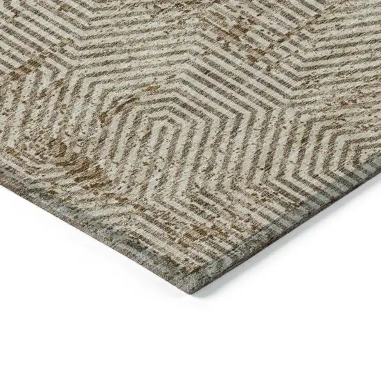 Brown And Beige Geometric Washable Indoor Outdoor Area Rug Photo 5