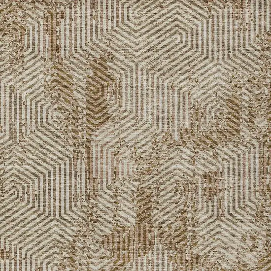 Brown And Beige Geometric Washable Indoor Outdoor Area Rug Photo 7