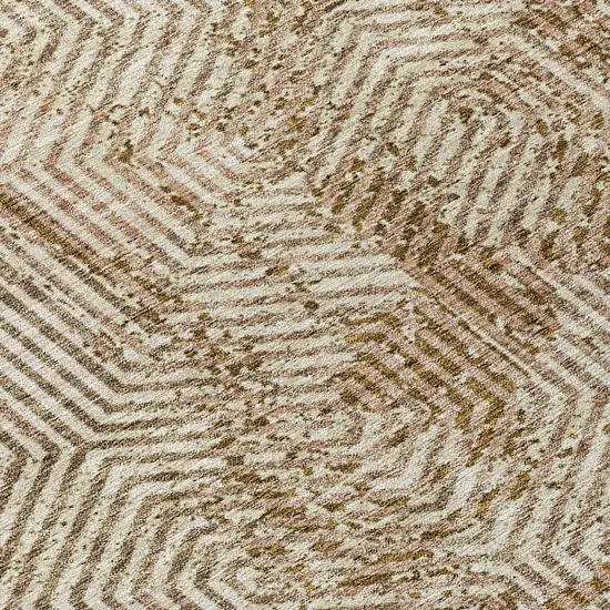 Brown And Beige Geometric Washable Indoor Outdoor Area Rug Photo 6