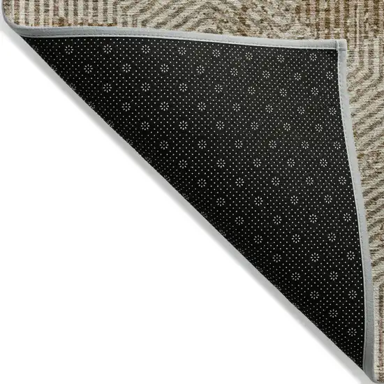 Brown And Beige Geometric Washable Indoor Outdoor Area Rug Photo 4
