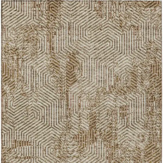 Brown And Beige Geometric Washable Indoor Outdoor Area Rug Photo 8