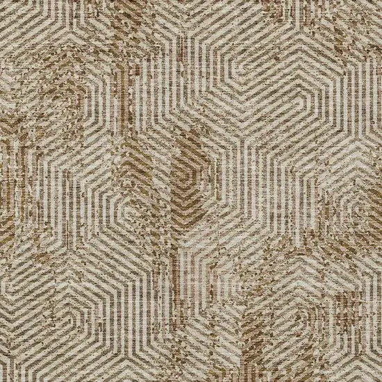 Brown And Beige Geometric Washable Indoor Outdoor Area Rug Photo 7
