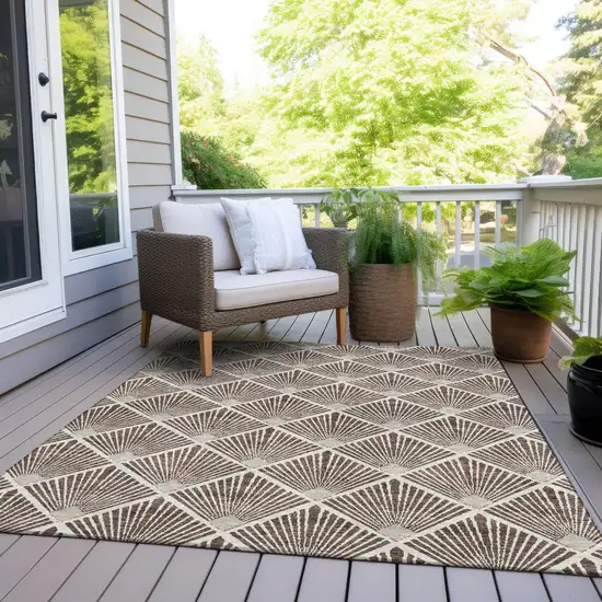 Brown And Beige Geometric Washable Indoor Outdoor Area Rug Photo 9