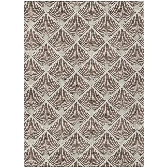 Brown And Beige Geometric Washable Indoor Outdoor Area Rug Photo 2