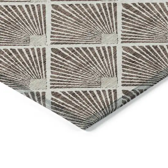 Brown And Beige Geometric Washable Indoor Outdoor Area Rug Photo 5