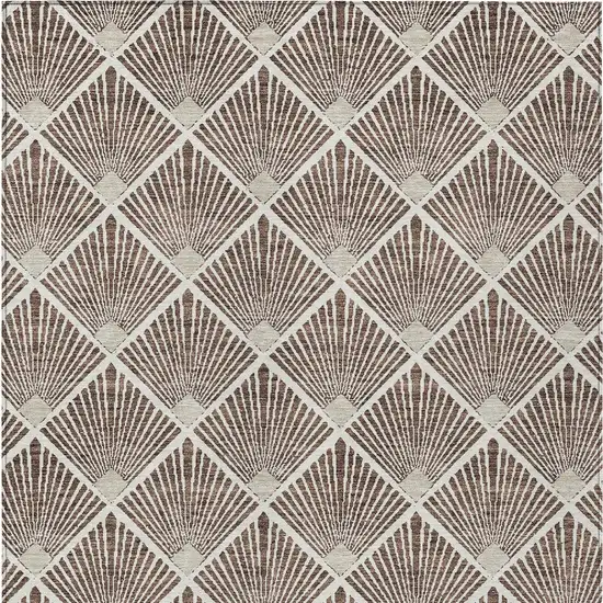Brown And Beige Geometric Washable Indoor Outdoor Area Rug Photo 8