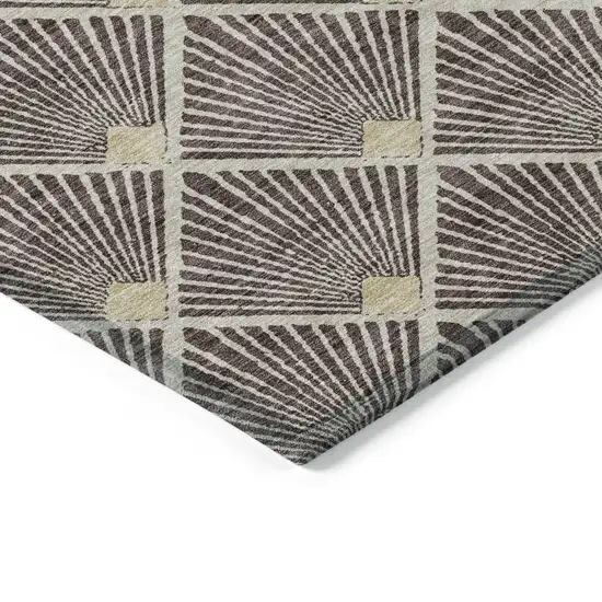 Brown And Beige Geometric Washable Indoor Outdoor Area Rug Photo 5
