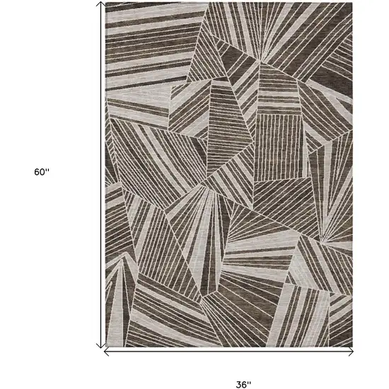 Brown And Beige Geometric Washable Indoor Outdoor Area Rug Photo 3
