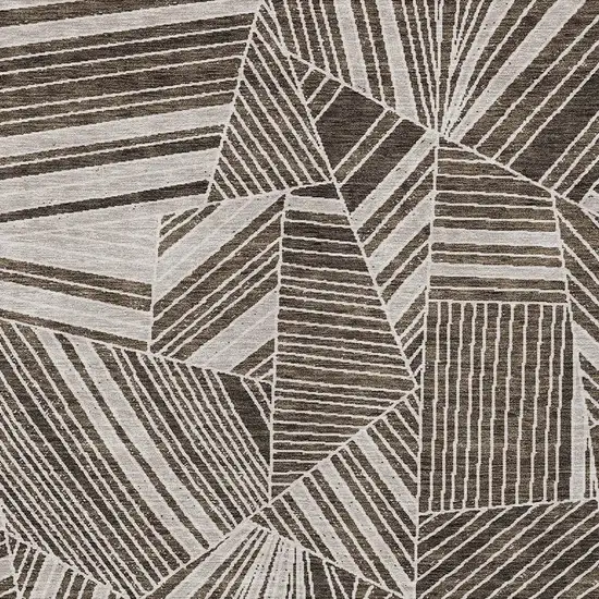 Brown And Beige Geometric Washable Indoor Outdoor Area Rug Photo 6