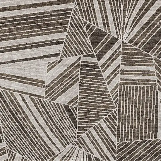 Brown And Beige Geometric Washable Indoor Outdoor Area Rug Photo 6