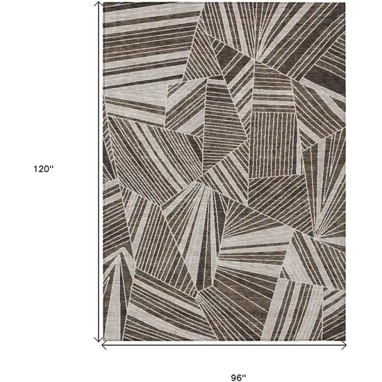 Brown And Beige Geometric Washable Indoor Outdoor Area Rug Photo 3