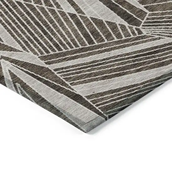 Brown And Beige Geometric Washable Indoor Outdoor Area Rug Photo 5
