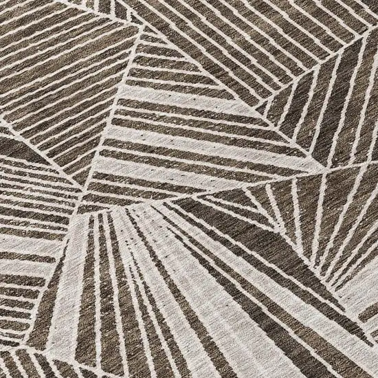 Brown And Beige Geometric Washable Indoor Outdoor Area Rug Photo 7