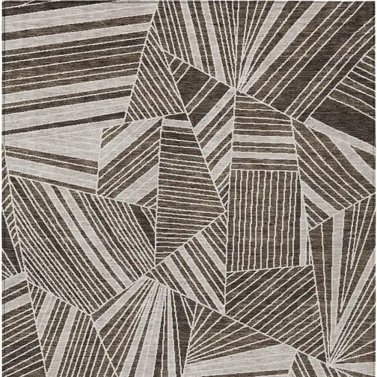 Brown And Beige Geometric Washable Indoor Outdoor Area Rug Photo 8