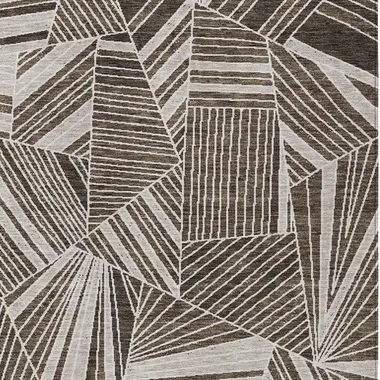 Brown And Beige Geometric Washable Indoor Outdoor Area Rug Photo 6