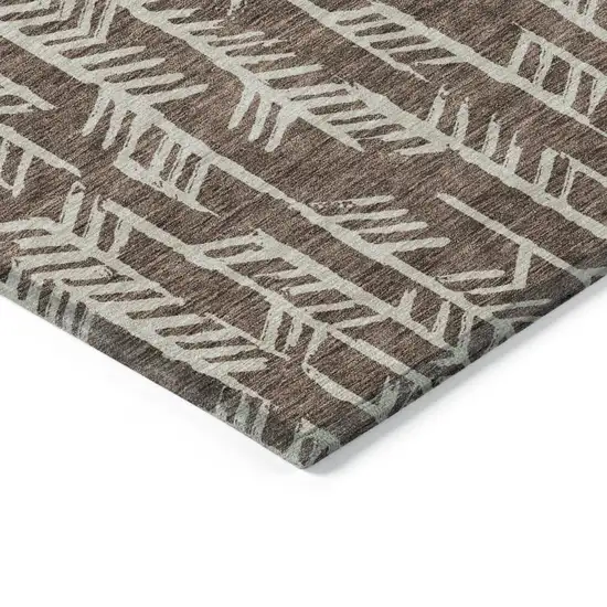 Brown And Beige Tribal Washable Indoor Outdoor Area Rug Photo 5