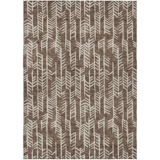 Brown And Beige Tribal Washable Indoor Outdoor Area Rug Photo 2