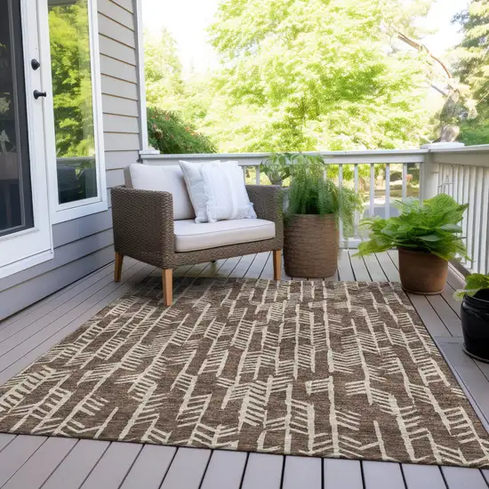 Brown And Beige Tribal Washable Indoor Outdoor Area Rug Photo 8