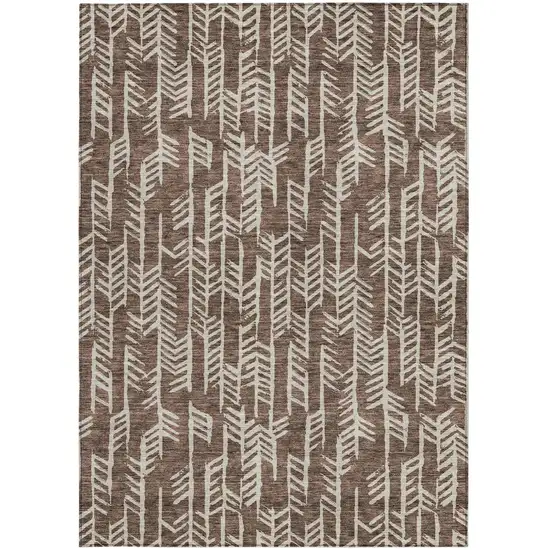 Brown And Beige Tribal Washable Indoor Outdoor Area Rug Photo 7