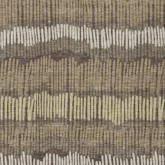 Brown And Dark Green Striped Washable Indoor Outdoor Area Rug Photo 6