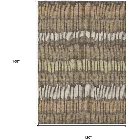 Brown And Dark Green Striped Washable Indoor Outdoor Area Rug Photo 3