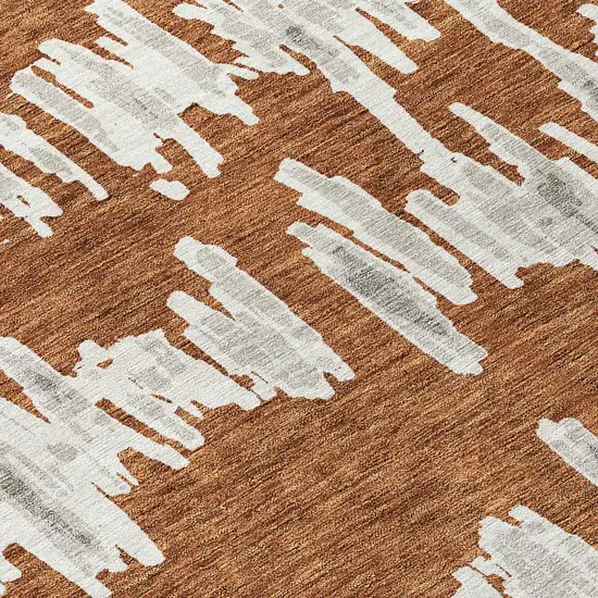 Brown And Gray Striped Washable Indoor Outdoor Area Rug Photo 6