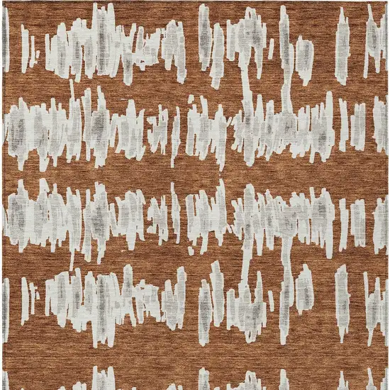 Brown And Gray Striped Washable Indoor Outdoor Area Rug Photo 8