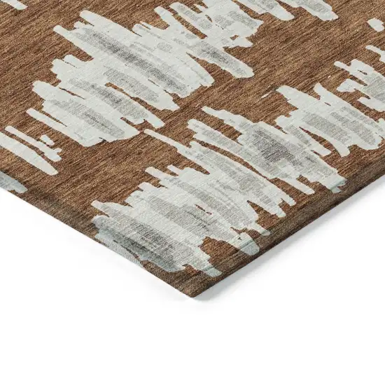 Brown And Gray Striped Washable Indoor Outdoor Area Rug Photo 4